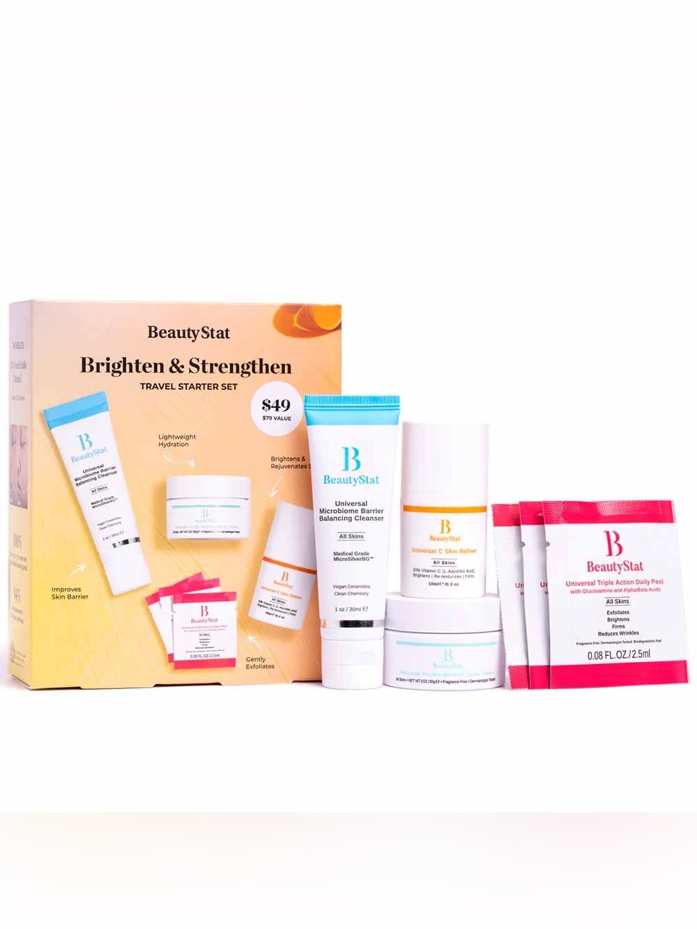 BeautyStat Brighten & Strengthen Travel Starter Set Skincare Bundle